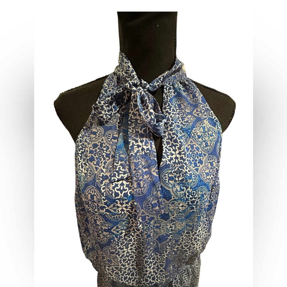 💙 BANANA REPUBLIC! STUNNING SLEEVELESS CHIFFON HALTER DRESS! TIE NECK! 💙 - Picture 5 of 16